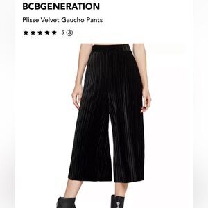 BCBGeneration Black Velvet Plisse Gaucho pants